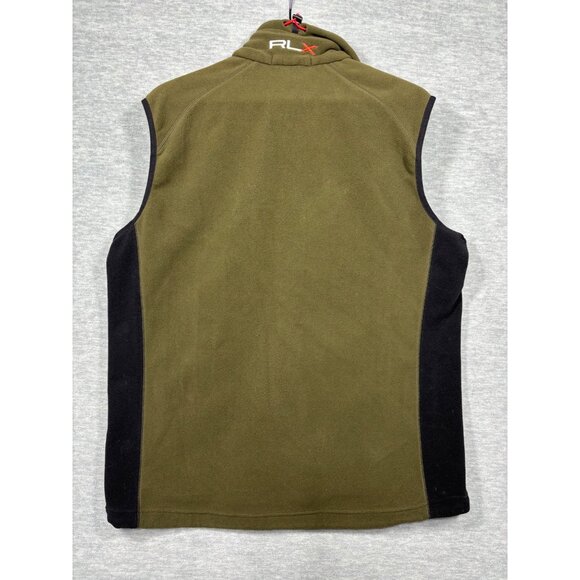 RLX Ralph Lauren Mens Vest L Olive Green & Black Fleece‎ Activewear - Picture 6 of 6